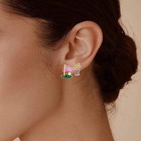 2 Pairs of Golf Earrings Studs Sets for Women, Fashion Sports Earring Studs Stackable Golf Jewelry for Women Girls Game Day Earrings Outfits Gifts in Saudi Arabia