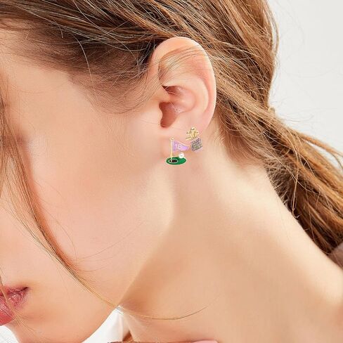2 Pairs of Golf Earrings Studs Sets for Women, Fashion Sports Earring Studs Stackable Golf Jewelry for Women Girls Game Day Earrings Outfits Gifts in Saudi Arabia
