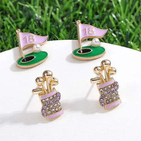 2 Pairs of Golf Earrings Studs Sets for Women, Fashion Sports Earring Studs Stackable Golf Jewelry for Women Girls Game Day Earrings Outfits Gifts in Saudi Arabia