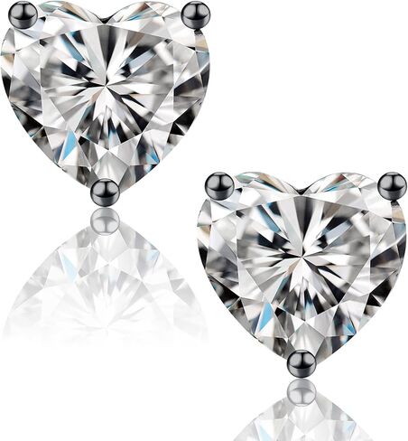 SMILEST 1-3ct Heart Moissanite Stud Earrings for Women Men, Brilliant Heart D Color VVS1 Clarity Lab Created Moissanite Earrings Black Ruthenium Vermeil 925 Sterling Silver Moissanite Earrings in Kuwait