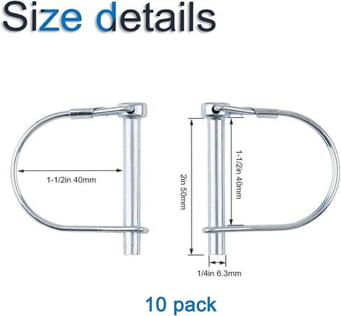 INCREWAY 10pcs Wire Lock Pin, 1/4" Heavy Duty Safety Coupler Shaft Locking Pin Hitch Pto Pin Round Loop Wire Lock Trailers Pin for Farm Lawn Garden,Black in Saudi Arabia
