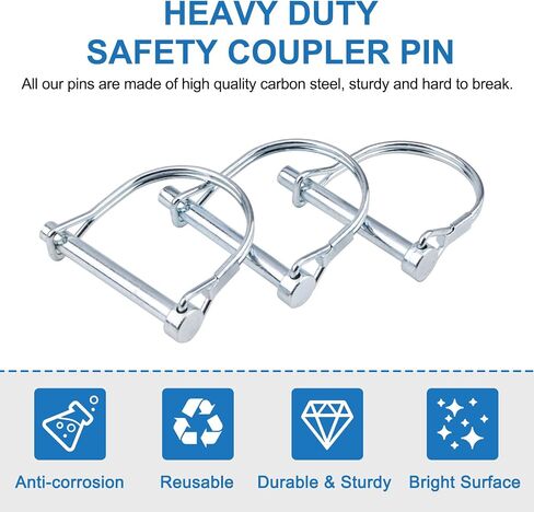 INCREWAY 10pcs Wire Lock Pin, 1/4" Heavy Duty Safety Coupler Shaft Locking Pin Hitch Pto Pin Round Loop Wire Lock Trailers Pin for Farm Lawn Garden,Black in Saudi Arabia