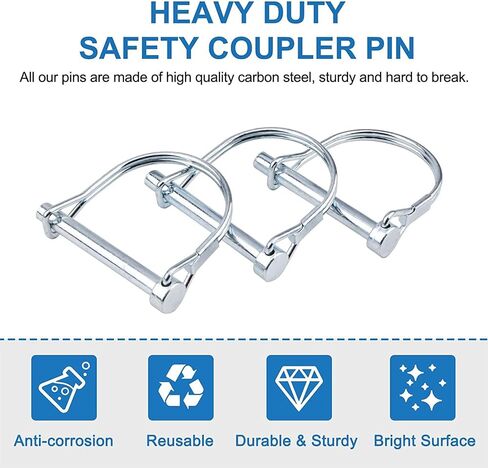 INCREWAY 10pcs Wire Lock Pin, 1/4" Heavy Duty Safety Coupler Shaft Locking Pin Hitch Pto Pin Round Loop Wire Lock Trailers Pin for Farm Lawn Garden,Black in Saudi Arabia