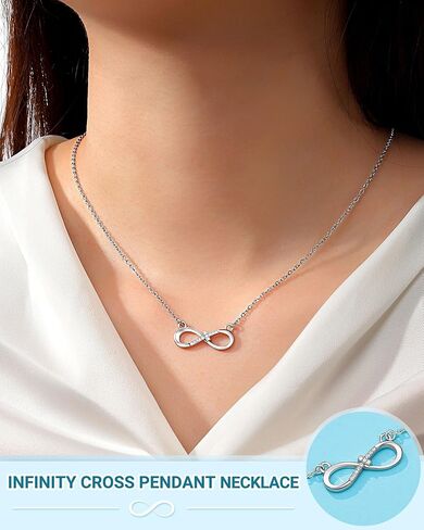 Love is Forever-Infinity CZ Cross Necklace Baptism Confirmation Religious Christian Gifts for Women Girls in Saudi Arabia