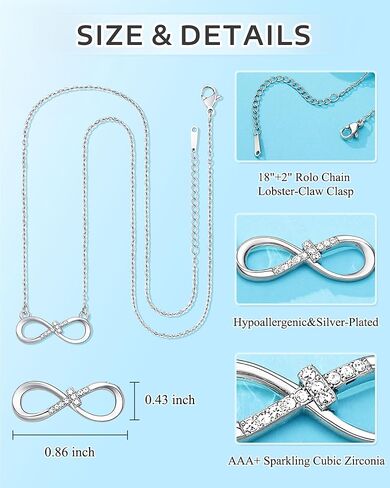 Love is Forever-Infinity CZ Cross Necklace Baptism Confirmation Religious Christian Gifts for Women Girls in Saudi Arabia