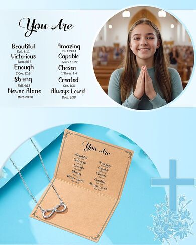 Love is Forever-Infinity CZ Cross Necklace Baptism Confirmation Religious Christian Gifts for Women Girls in Saudi Arabia