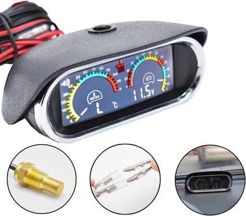 1 قطعة الفولتميتر الرقمي مقياس درجة حرارة الماء شاشة الكريستال السائل مقياس درجة الحرارة إنذار مع استشعار درجة الحرارة المسمار 1/8 M10 لسيارة 12 فولت/24 فولت in Kuwait
