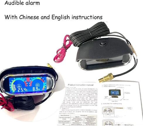 1 قطعة الفولتميتر الرقمي مقياس درجة حرارة الماء شاشة الكريستال السائل مقياس درجة الحرارة إنذار مع استشعار درجة الحرارة المسمار 1/8 M10 لسيارة 12 فولت/24 فولت in Kuwait