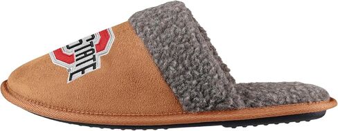 FOCO NCAA Men’s Sherpa Scuff Brown Moccasin Slippers – Ultra-Soft Plush Lining & Embroidered Team Logo – Officially Licensed NCAA Footwear for Ultimate Comfort & Team Spirit in Saudi Arabia