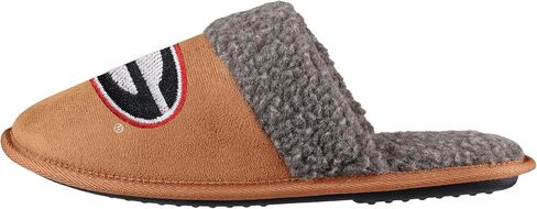 FOCO NCAA Men’s Sherpa Scuff Brown Moccasin Slippers – Ultra-Soft Plush Lining & Embroidered Team Logo – Officially Licensed NCAA Footwear for Ultimate Comfort & Team Spirit in Saudi Arabia