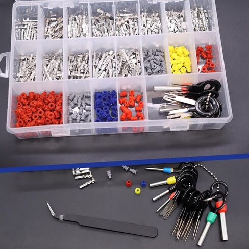 755 قطعة 21 نوع دبوس موصلات عدة، سلك كهربائي للسيارة دبابيس موصل طرفية 1/1.5/1.8/2.2/2.8/3.5 مم موصلات دبابيس السيارات إزالة الأسلاك قابس غير معزول ذكر أنثى تجعيد in Kuwait