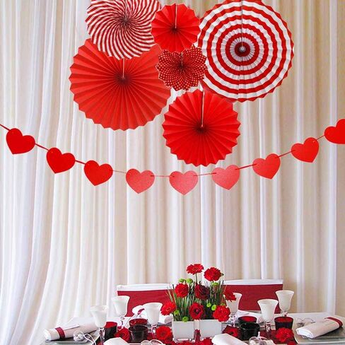 | Red Paper Fans Flower for Celebration/Wedding/Birthday/Carnival/Welcome Party Decorations,PureRed,Set of 12 in Saudi Arabia