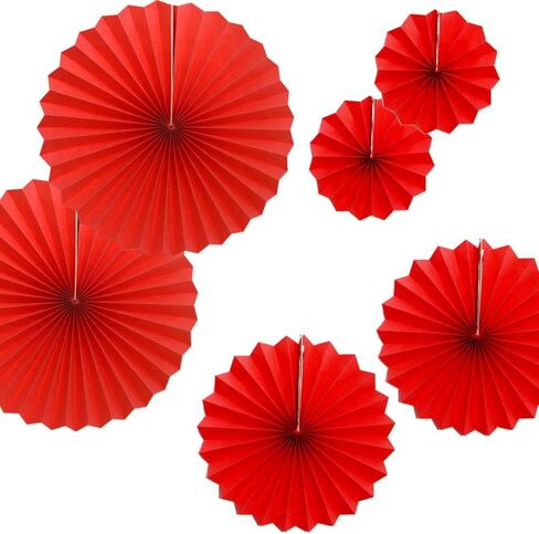 | Red Paper Fans Flower for Celebration/Wedding/Birthday/Carnival/Welcome Party Decorations,PureRed,Set of 12 in Saudi Arabia