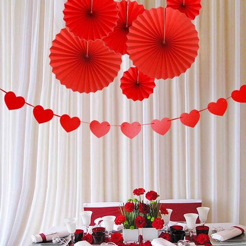 | Red Paper Fans Flower for Celebration/Wedding/Birthday/Carnival/Welcome Party Decorations,PureRed,Set of 12 in Saudi Arabia