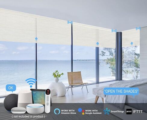 ستائر آلية مع جهاز تحكم عن بعد، ستائر دوارة ذكية لتصفية الضوء، متوافقة مع Google Home وAlexa Via HUB، ظلال دوارة معتمة بنسبة 50% للمنزل وغرفة النوم (قماش متعدد الألوان) in Saudi Arabia