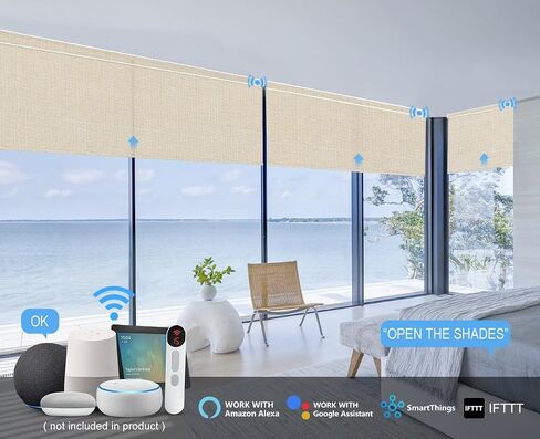 ستائر آلية مع جهاز تحكم عن بعد، ستائر دوارة ذكية لتصفية الضوء، متوافقة مع Google Home وAlexa Via HUB، ظلال دوارة معتمة بنسبة 50% للمنزل وغرفة النوم (قماش متعدد الألوان) in Saudi Arabia