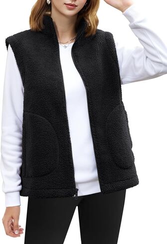 YUCOLEN Womens Polar Fleece Vest Outerwear with 4 Pockets Soft Lightweight Sleeveless Coat for Women with Full Zipper in Kuwait