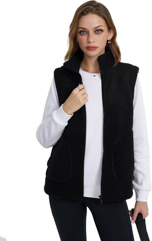 YUCOLEN Womens Polar Fleece Vest Outerwear with 4 Pockets Soft Lightweight Sleeveless Coat for Women with Full Zipper in Kuwait
