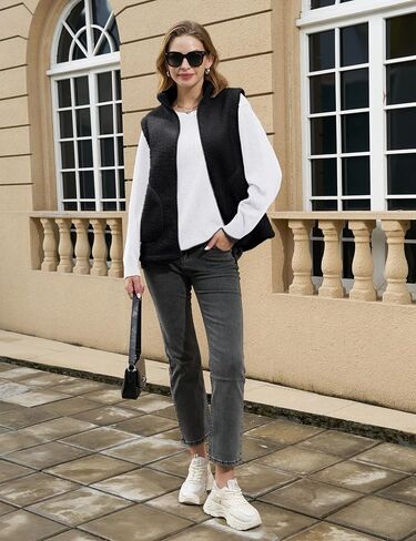 YUCOLEN Womens Polar Fleece Vest Outerwear with 4 Pockets Soft Lightweight Sleeveless Coat for Women with Full Zipper in Kuwait