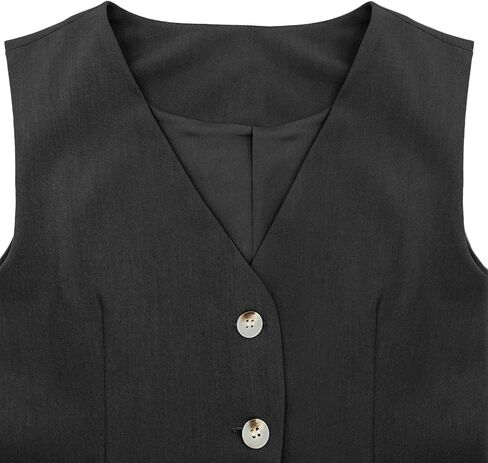 Fallorchid Womens Business Button Sleeveless V Neck Vest Fully Lined Suit Jacket Waistcoat in Saudi Arabia