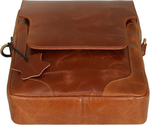 Pitaara Genuine Leather Crossbody Messenger Bag with Front Flap, Unisex, Full Grain Leather Shoulder Travel Bag, Tablet Bag in Saudi Arabia