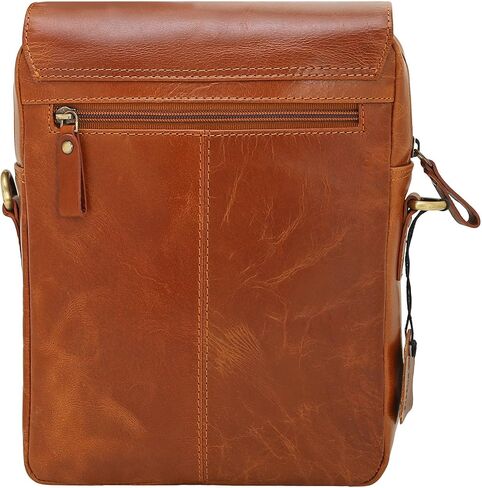 Pitaara Genuine Leather Crossbody Messenger Bag with Front Flap, Unisex, Full Grain Leather Shoulder Travel Bag, Tablet Bag in Saudi Arabia