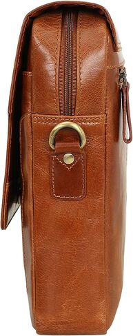 Pitaara Genuine Leather Crossbody Messenger Bag with Front Flap, Unisex, Full Grain Leather Shoulder Travel Bag, Tablet Bag in Saudi Arabia