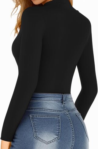 MANGOPOP Mock Neck Long Sleeve Bodysuit for Women Sexy Front Cutout Bodyuits Going Out Tops in Saudi Arabia