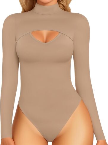 بدلة MANGOPOP برقبة وهمية وأكمام طويلة للنساء، ملابس داخلية مثيرة بفتحة أمامية للخروج in Kuwait