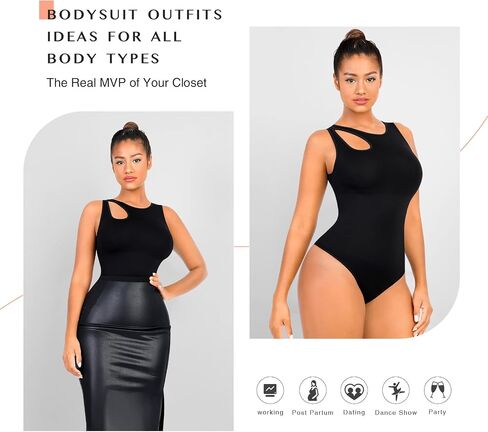 FeelinGirl Sleeveless Bodysuit for Women Tummy Control Cut Out Body Suits Slimming Thong Body Shaper Seamless Tank Top in Saudi Arabia