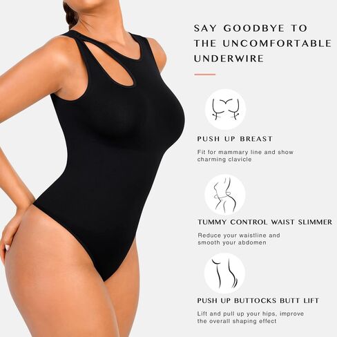 FeelinGirl Sleeveless Bodysuit for Women Tummy Control Cut Out Body Suits Slimming Thong Body Shaper Seamless Tank Top in Saudi Arabia