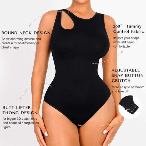 FeelinGirl Sleeveless Bodysuit for Women Tummy Control Cut Out Body Suits Slimming Thong Body Shaper Seamless Tank Top in Saudi Arabia