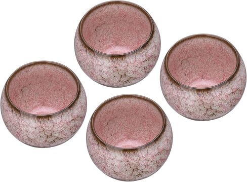 HARFINGTON 4pcs Handmade Tea Bowls 150ml / 5oz Kiln Change Chinese Japanese Teacup Ceramic Gong Fu Tea Set for Office Home Gifts, Purple in Saudi Arabia
