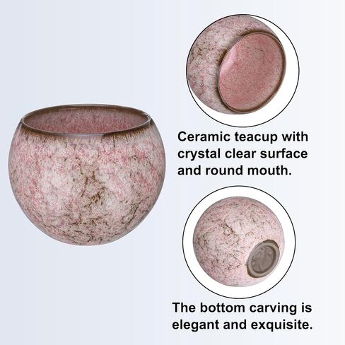HARFINGTON 4pcs Handmade Tea Bowls 150ml / 5oz Kiln Change Chinese Japanese Teacup Ceramic Gong Fu Tea Set for Office Home Gifts, Purple in Saudi Arabia