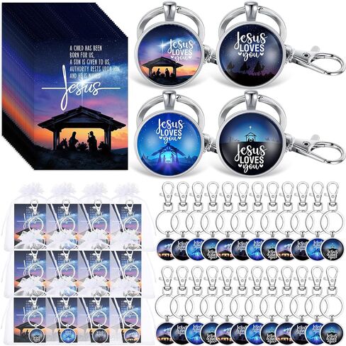 Christmas Christian Gifts Jesus Loves You Keychains Nativity Scene Cards Religious Church Sunday Gifts for Women in Kuwait