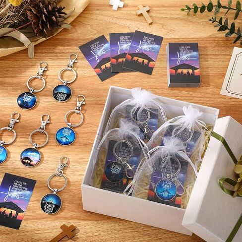 Christmas Christian Gifts Jesus Loves You Keychains Nativity Scene Cards Religious Church Sunday Gifts for Women in Kuwait