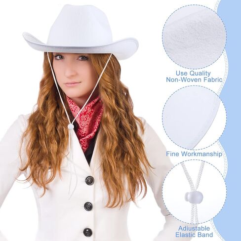 36 Pieces Adult Cowboy Hat with Bandanna Heart Sunglasses Unisex Felt Cowboy Hat Men Women Western Party Hat Cowboy Costume in Saudi Arabia