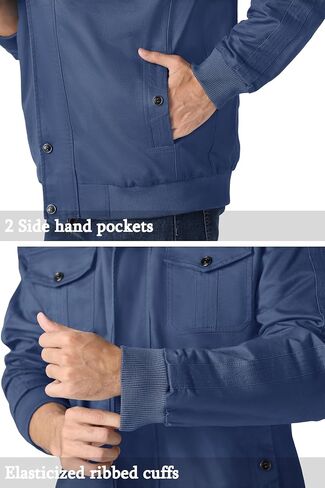 MAGNIVIT Men's Military Lightweight Army Windbreaker Cargo Jacket With Stand Collar, Zip Front, 7 Pockets - Cotton in Kuwait