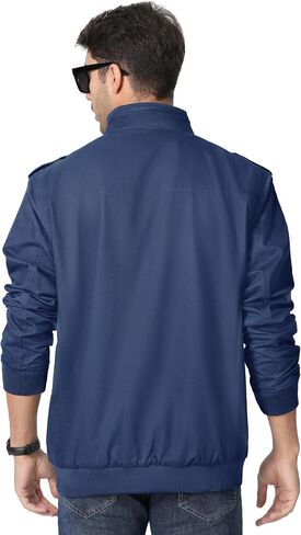 MAGNIVIT Men's Military Lightweight Army Windbreaker Cargo Jacket With Stand Collar, Zip Front, 7 Pockets - Cotton in Kuwait