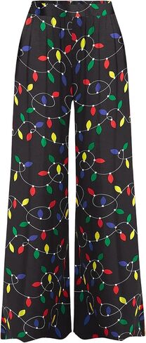 GEMLON Wide Leg Pants for Women Pleated Elastic Waisted Causal Pants Loose Palazzo Business Trousers with Pockets in Saudi Arabia
