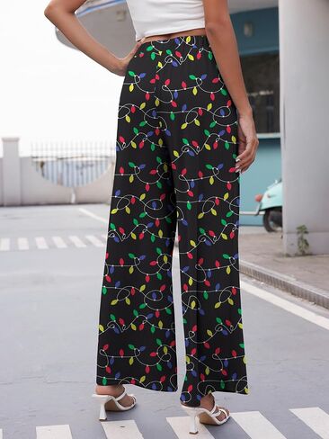GEMLON Wide Leg Pants for Women Pleated Elastic Waisted Causal Pants Loose Palazzo Business Trousers with Pockets in Saudi Arabia