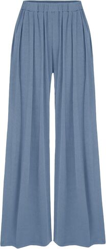 GEMLON Wide Leg Pants for Women Pleated Elastic Waisted Causal Pants Loose Palazzo Business Trousers with Pockets in Saudi Arabia