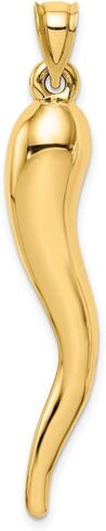Large Hollow Italian Horn Pendant in Real 14k Gold in Kuwait