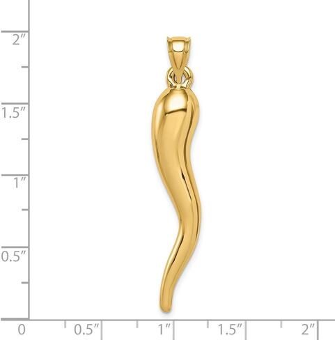 Large Hollow Italian Horn Pendant in Real 14k Gold in Kuwait