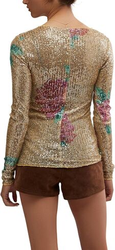 Free People Women's Printed Gold Rush Long Sleeve in Saudi Arabia
