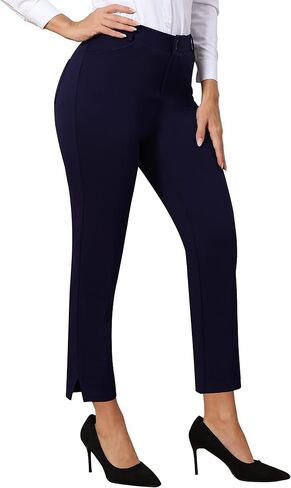 PUWEER Stretch Ankle Pants for Women Dressy Business Casual Stretchy Slim Straight Women’s Dress Pants with Pockets. in Saudi Arabia