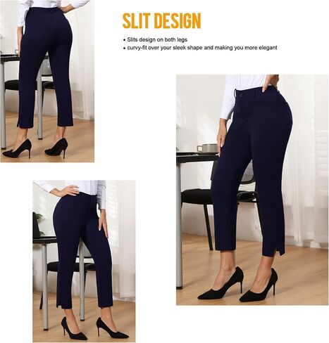 PUWEER Stretch Ankle Pants for Women Dressy Business Casual Stretchy Slim Straight Women’s Dress Pants with Pockets. in Saudi Arabia