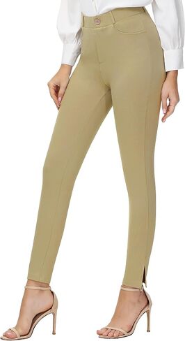 PUWEER Stretch Ankle Pants for Women Dressy Business Casual Stretchy Slim Straight Women’s Dress Pants with Pockets. in Saudi Arabia