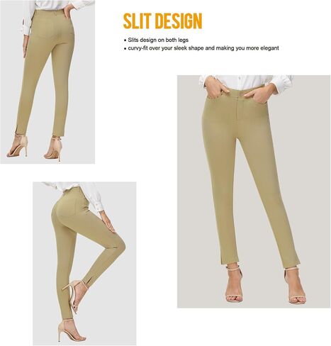 PUWEER Stretch Ankle Pants for Women Dressy Business Casual Stretchy Slim Straight Women’s Dress Pants with Pockets. in Saudi Arabia