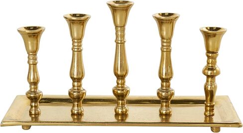 Deco 79 Aluminum Metal 5 Candle Candelabra with Candle Plate, 16" x 6" x 8", Gold in Saudi Arabia